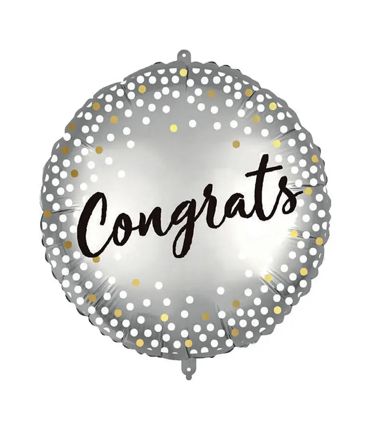 "Gongrats Metallic Spots" Round Foil Balloon 46 cm