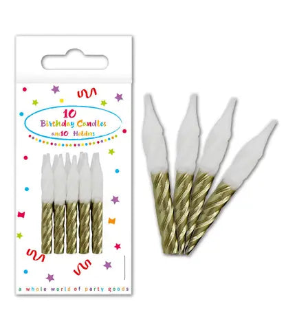 Gold Spiral Birthday Candles with Holders