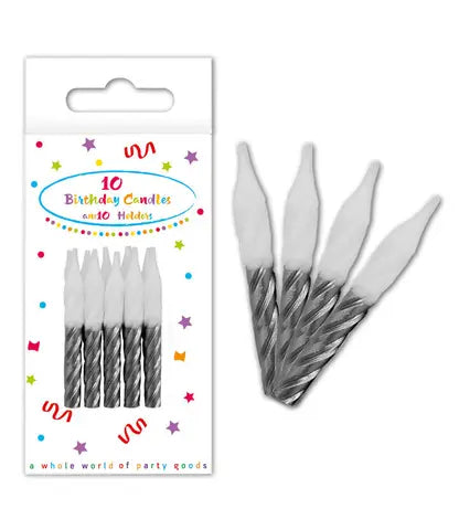 Silver Spiral Birthday Candles with Holders