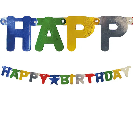 "Happy Birthday" Metallic Die-Cut Banner