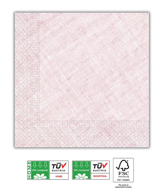 Home & Industrial Compostable Pink Three-Ply Napkins 33x33 cm FSC