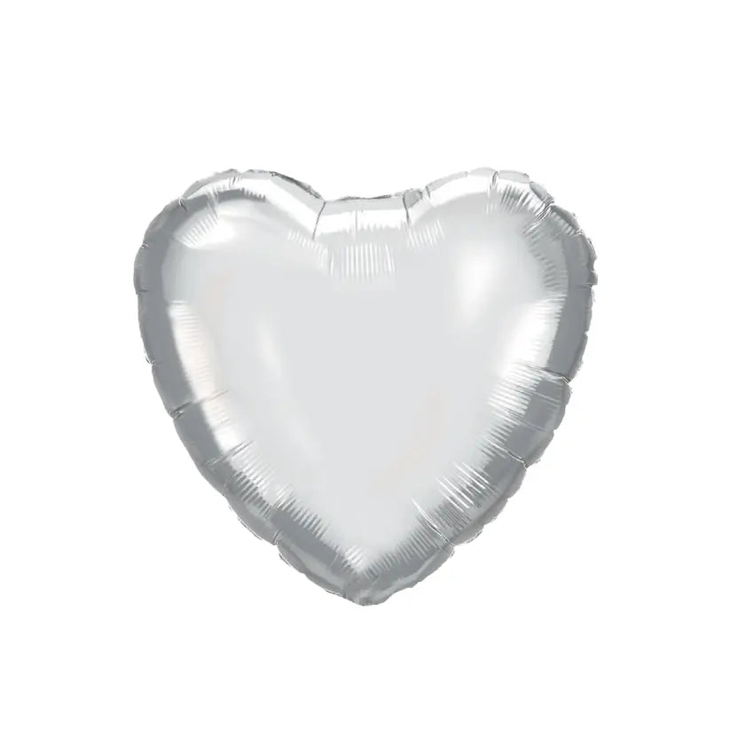 Silver Heart Foil Balloon 46 cm