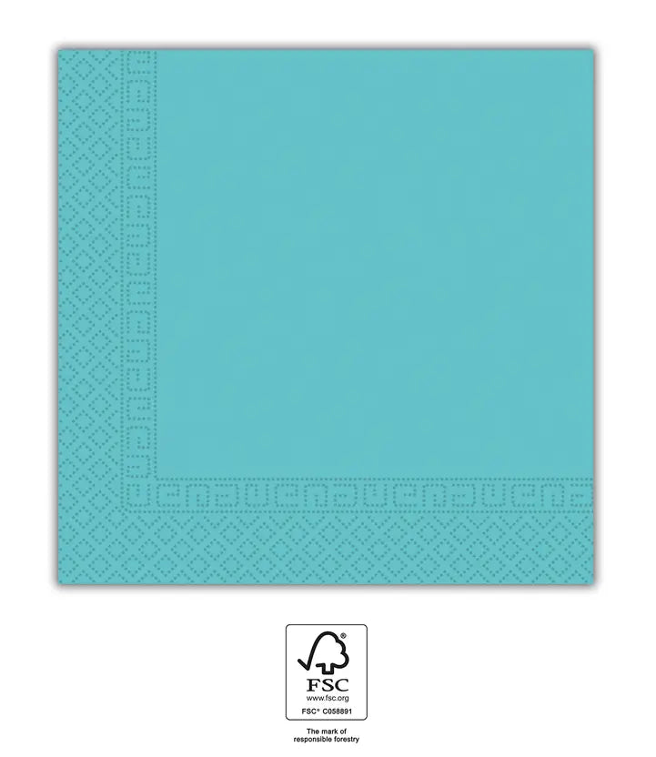 FSC Three-Ply Paper Napkins 33x33cm Unicolor "Turquoise"