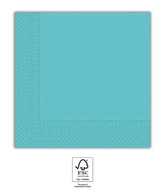 FSC Three-Ply Paper Napkins 33x33cm Unicolor "Turquoise"