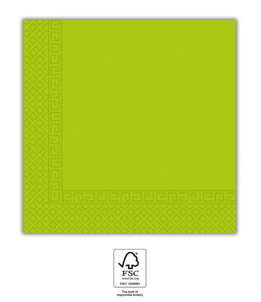Light Green FSC Three-Ply Paper Napkins 33x33cm