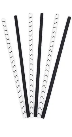 FSC Black & White Paper Drinking Straws 19.5x0.6cm