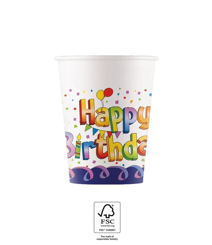 Birthday Party Paper Cups 200 ml FSC