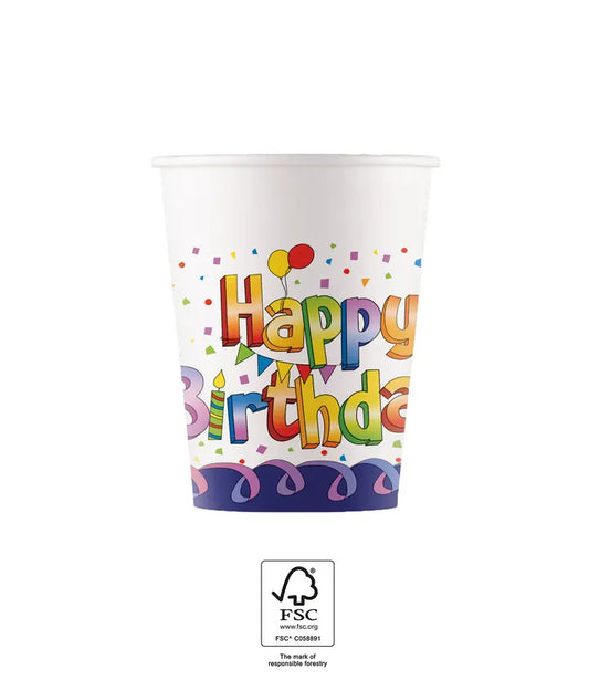Birthday Party Paper Cups 200 ml FSC