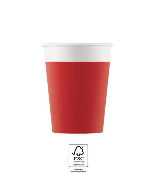 Red Paper Cups 200 ml FSC
