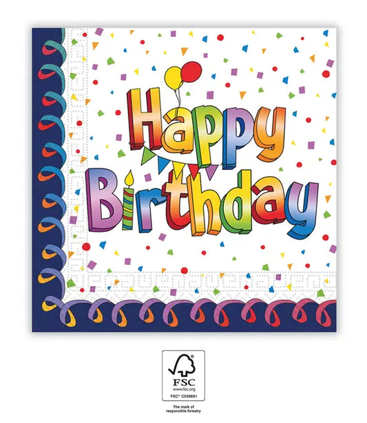 Birthday Party Two-Ply Paper Napkins 33x33 cm