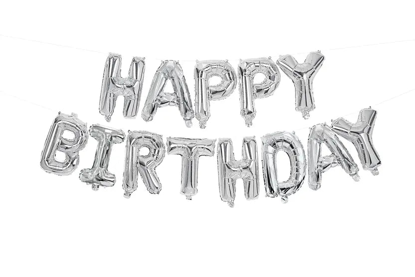 "Happy Birthday" Silver Foil Balloons