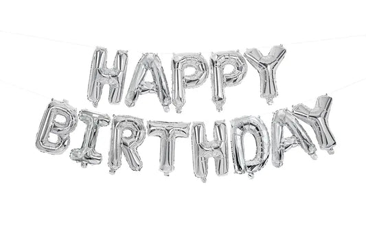"Happy Birthday" Silver Foil Balloons