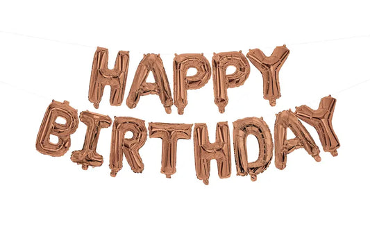 "Happy Birthday" Rose Gold Foil Balloons