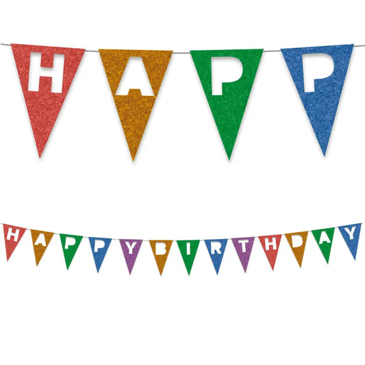 Party Triangle "Happy Birthday" Felt Flags