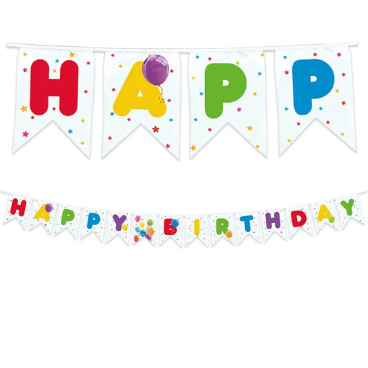 Color Party Reusable Textile "Happy Birthday" Party Letter Banner