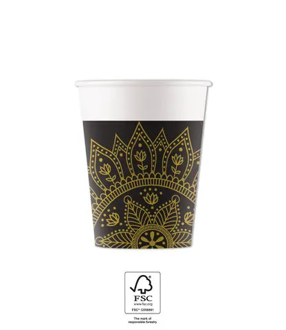 Mandala Black & Gold Cups 200ml