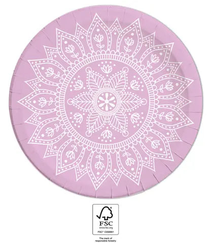 Mandala Purple & White Plates Large 23cm