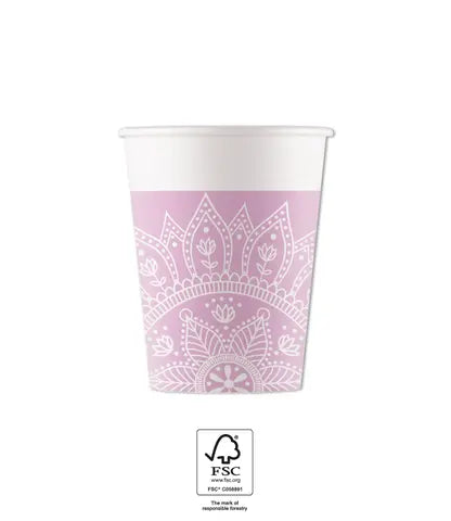 Mandala Purple & White Cups 200ml