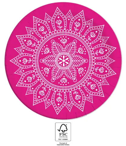 Mandala Fuchsia & White Plates Large 23cm