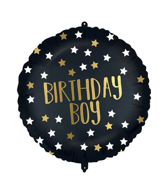 Black-Gold Birthday Boy" Round Foil Balloon 46 cm