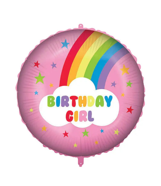 "Rainbow Birthday Girl" Round Foil Balloon 46 cm