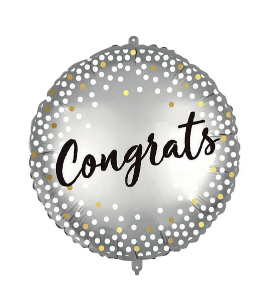 "Gongrats Metallic Spots" Round Foil Balloon 46 cm