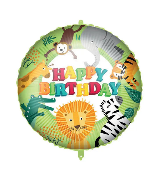 "Happy Birthday Jungle" Round Foil Balloon 46 cm