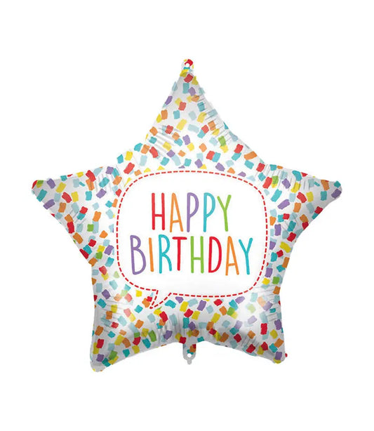 "Happy Birthday Bright Star" Foil Balloon 46 cm