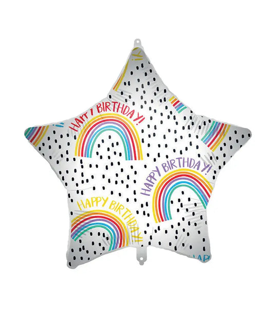 "Happy Birthday Rainbow Star" Foil Balloon 46 cm