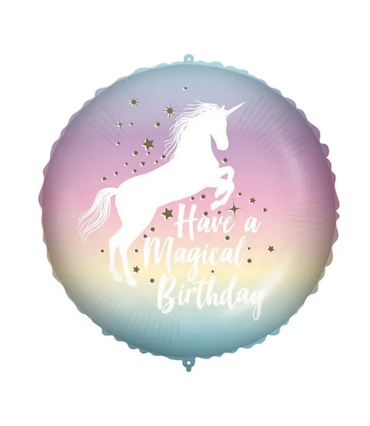 "Magical Birthday Unicorn" Round Foil Balloon 46 cm