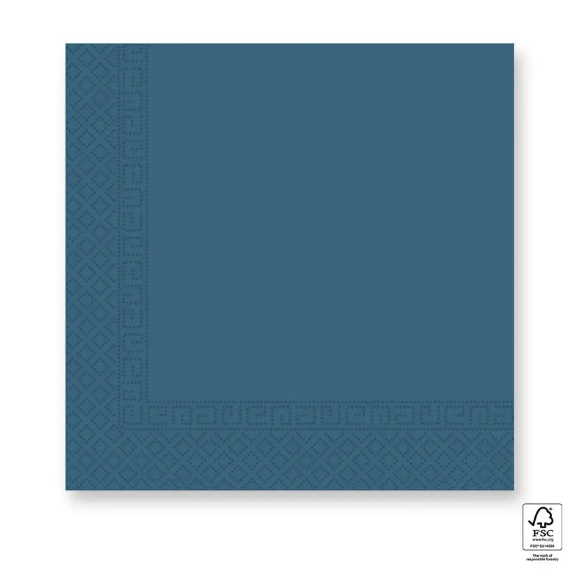 Blue Three-Ply Paper Napkins 33x33 FSC