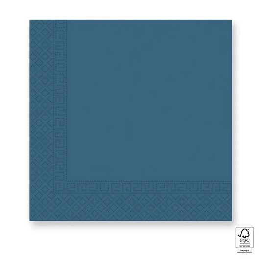 Blue Three-Ply Paper Napkins 33x33 FSC