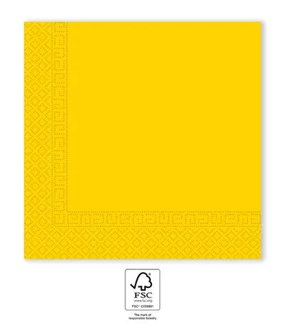 Yellow Three-Ply Paper Napkins 33x33 FSC