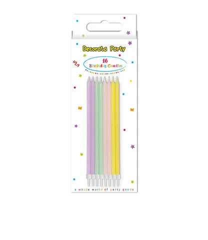 Birthday Pastel Candles 14,5cm with holders - FSC Paper Box