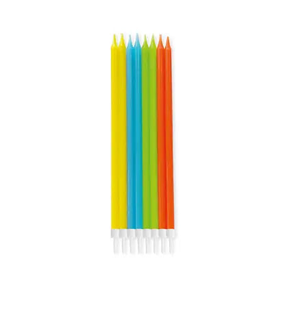 Birthday Candles 14,5cm with holders in Bright colours in FSC Paper Box