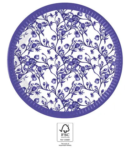 Blue Porcelain FSC Paper Plates Next Generation Large 23cm