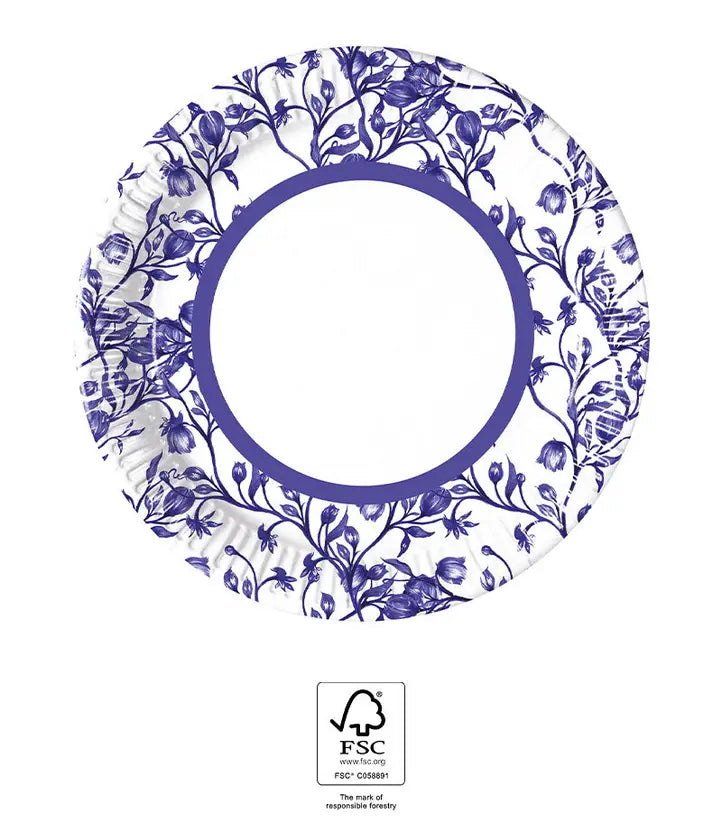 Blue Porcelain FSC Paper Plates Next Generation Medium 20cm