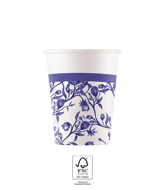Blue Porcelain FSC Paper Cups 200ml