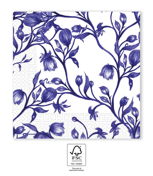 Blue Porcelain FSC Three-Ply Paper Napkins 33x33cm
