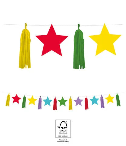 FSC Paper Garland with Multicolor Stars & Tassels
