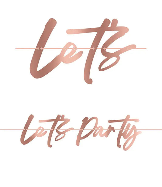 FSC Paper Garland "Let's Party" in Metallic Rose Gold Color