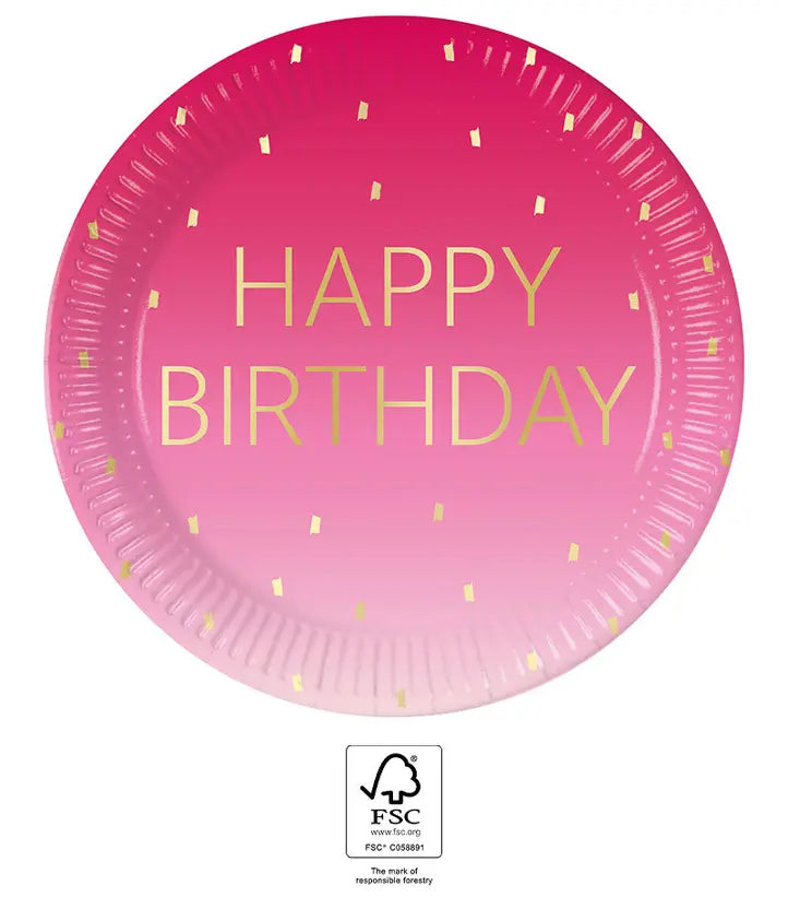 Birthday Party FSC Paper Plates Next Generation Large 23cm Pink