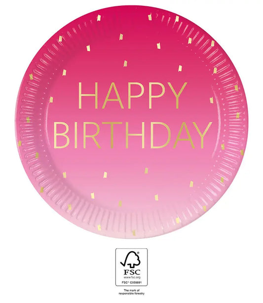 Birthday Party FSC Paper Plates Next Generation Large 23cm Pink