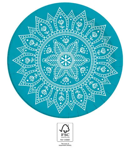 Mandala Petrol & White Plates Large 23cm