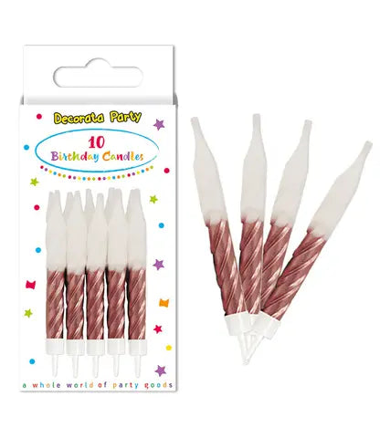 Rose Gold Spiral Birthday Candles with Holders in FSC paper box