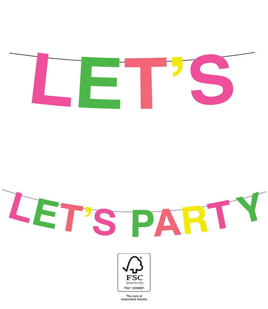Paper Garland "Let's Party" in Fluo colours