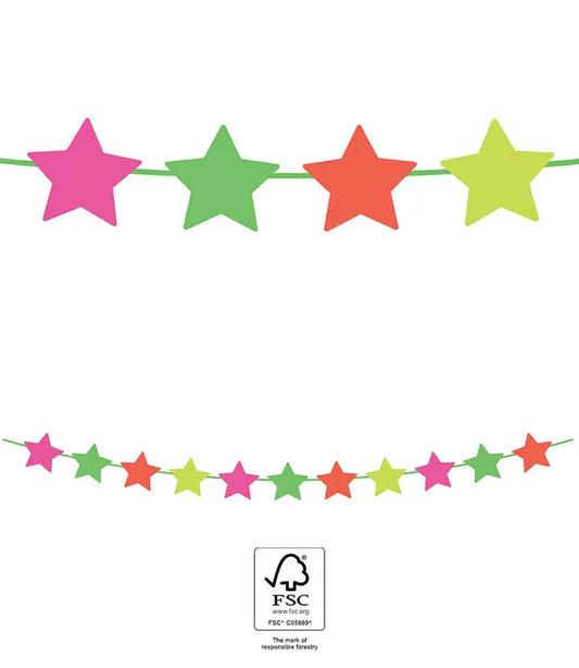 Paper Star Garland in Fluo colours
