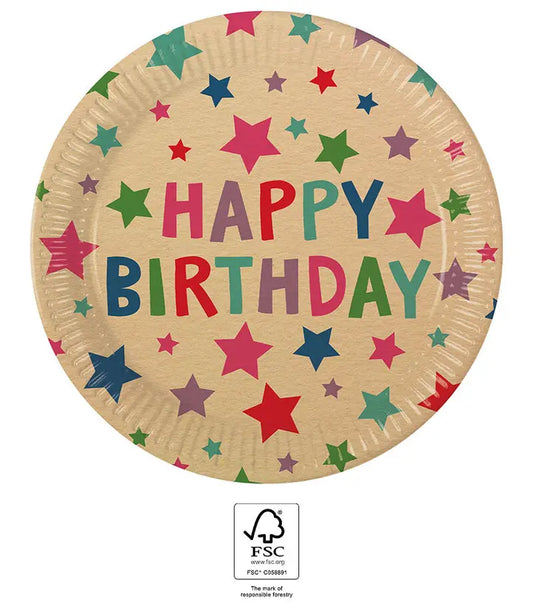 Birthday Party FSC Kraft Paper Plates Next Generation Large 23cm