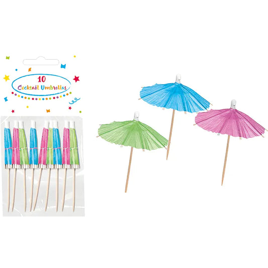 Unicolour Cocktail Umbrellas (Fuchsia, Green, Blue)
