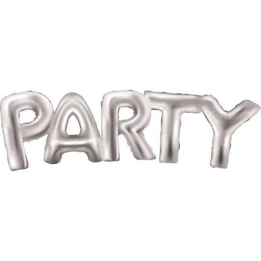 Silver "Party" Foil Balloons